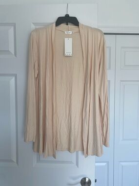 Light Beige Open-Front Drape Cardigan for Women